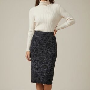 Ann Taylor black knit pencil skirt with fringe L